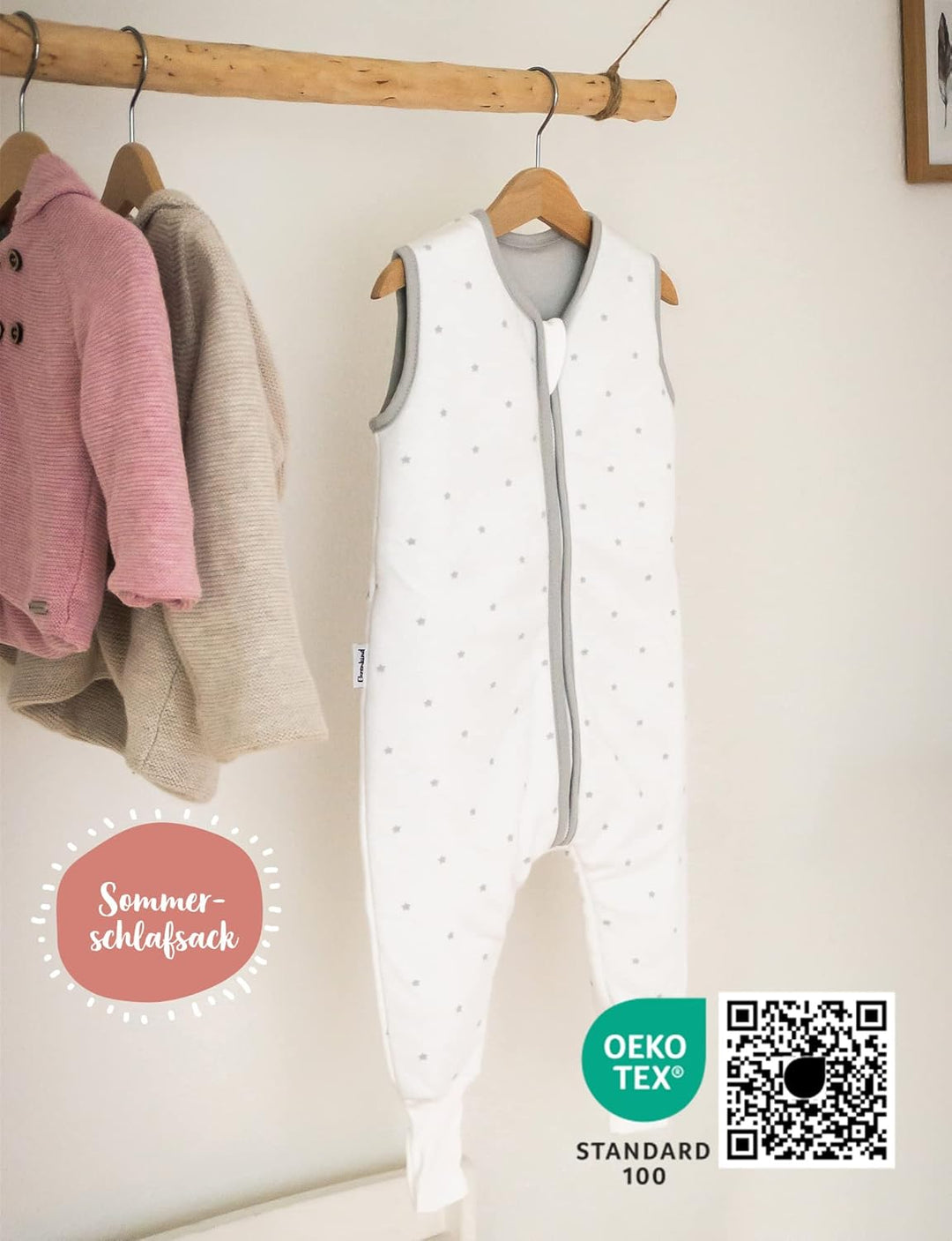 Ehrenkind® Baby Sommerschlafsack mit Füssen 1.0 TOG aus weicher OEKO-TEX zertifizierter Bio-Baumwoll