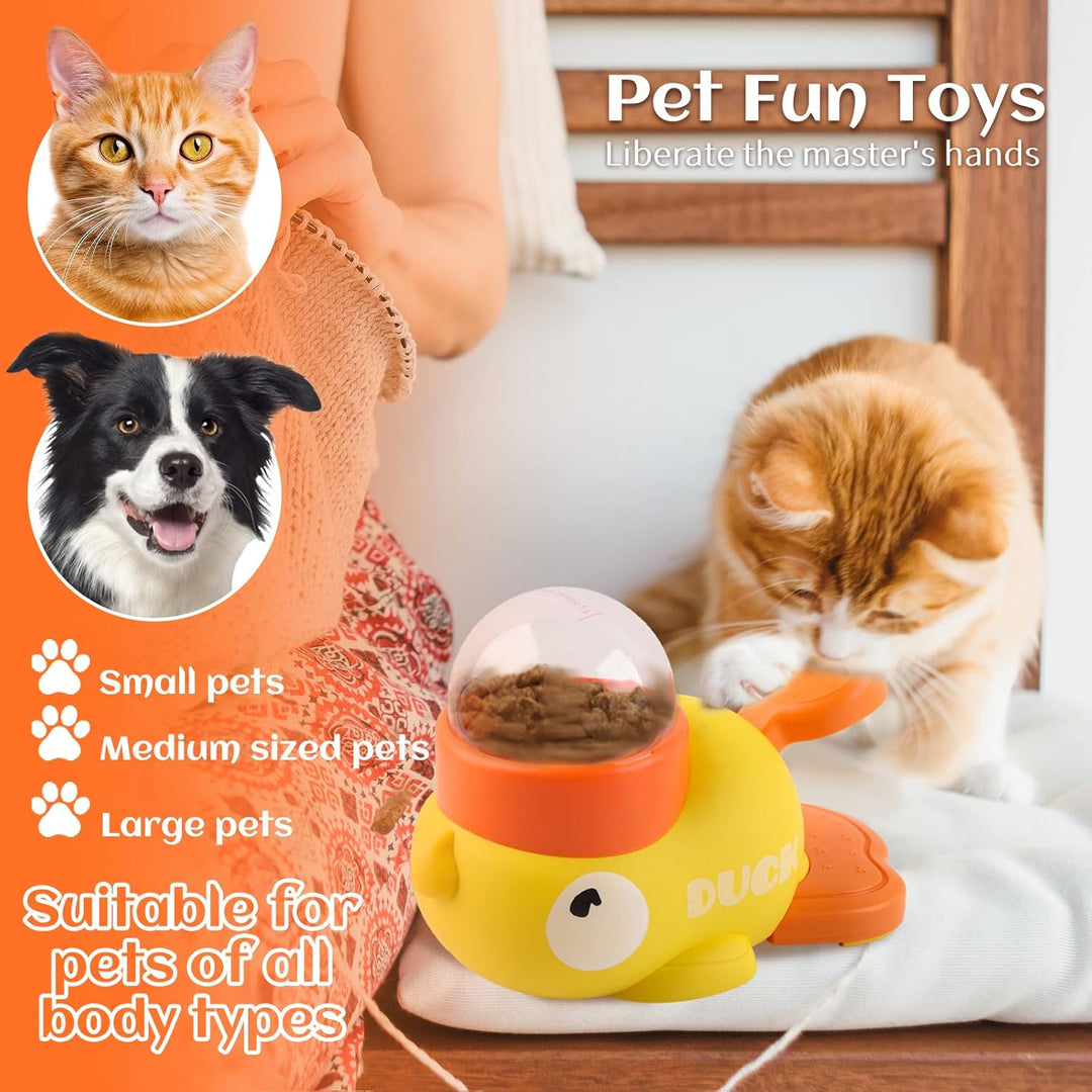 Ente Futterspender, Hund Slow Feeder Spielzeug, Automatischer Futterspender für Gelbe Enten, Langsam