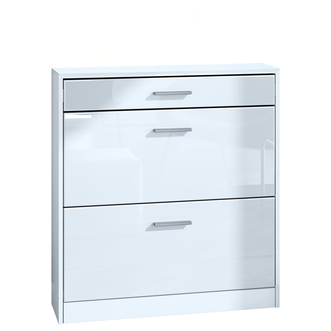 Schuhschrank Roma Schmal mit 2 Klappen und 1 Schublade, Platzsparender Schuhkipper Flurschrank für D