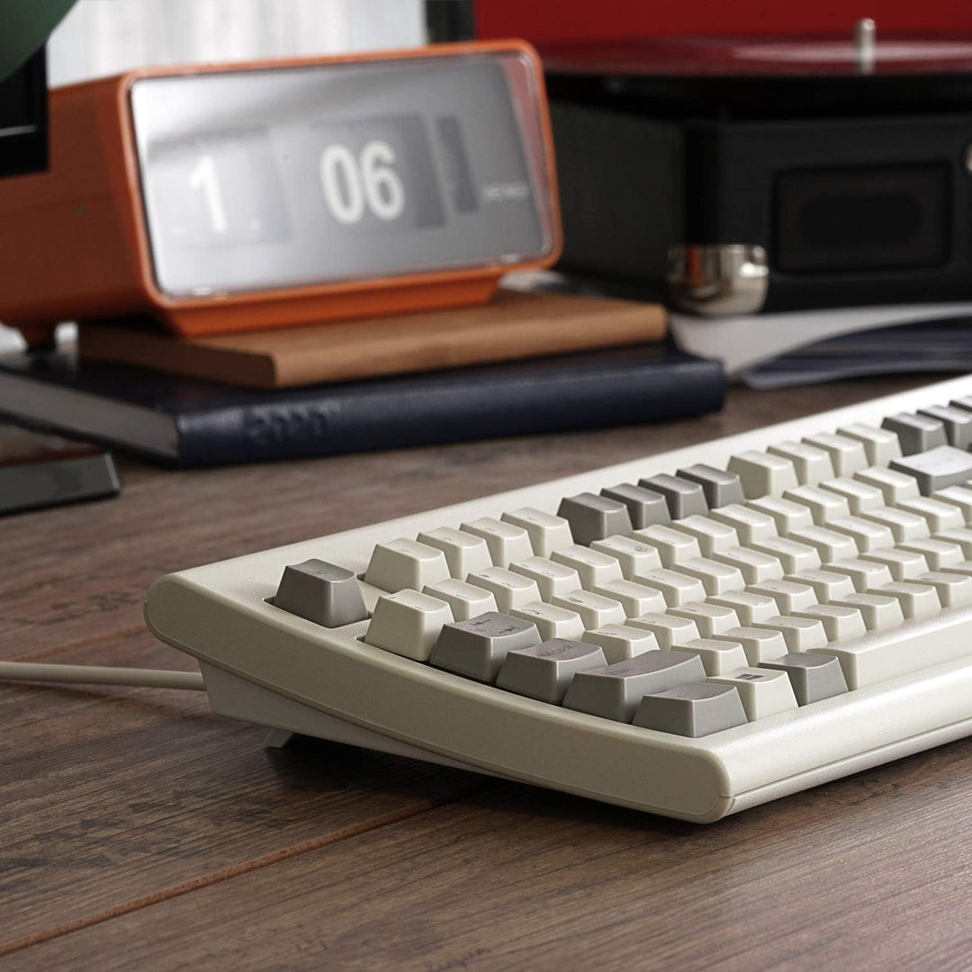 Perixx PERIBOARD-106M, USB-Kabelgebundene Tastatur in Vollformat mit ergonomischen Design, Retro/Vin