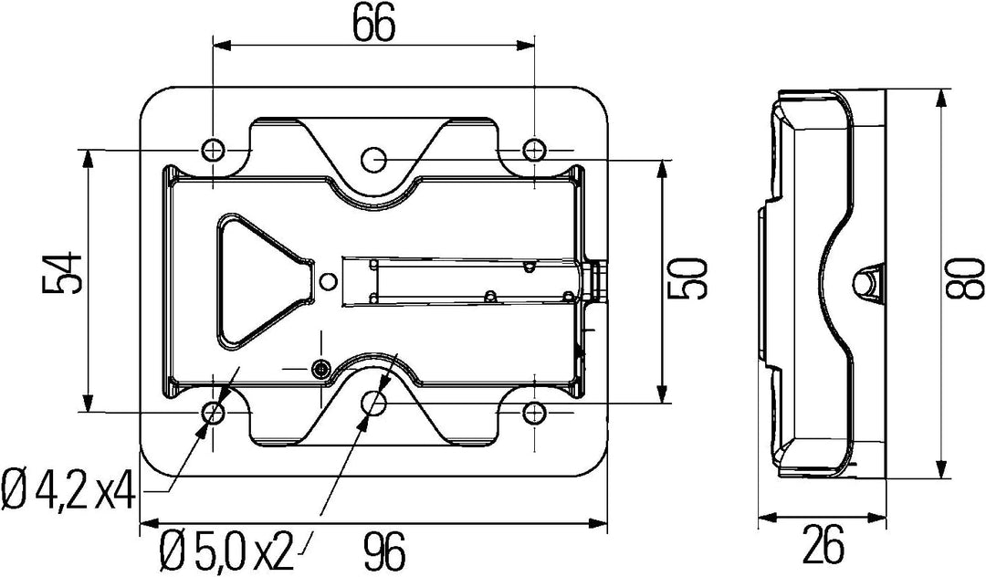 HELLA - Heckleuchte - LED - 12/24V - Anbau/geschraubt - Lichtscheibenfarbe: rot/transparent - Kabel: