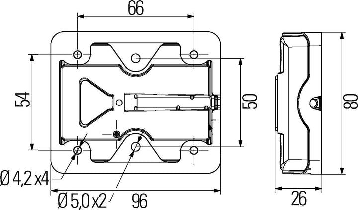 HELLA - Heckleuchte - LED - 12/24V - Anbau/geschraubt - Lichtscheibenfarbe: rot/transparent - Kabel: