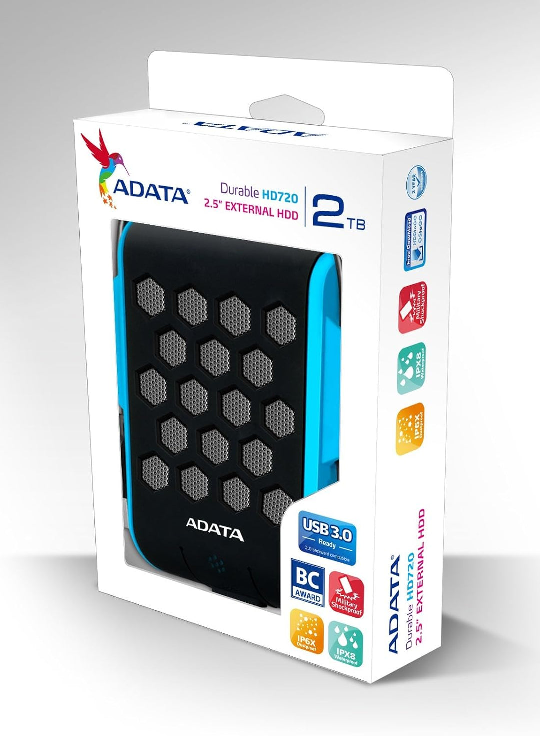 ADATA HD720 external hard drive 2000 GB Black Blue Schwarz, Blau 2TB, Schwarz, Blau 2TB