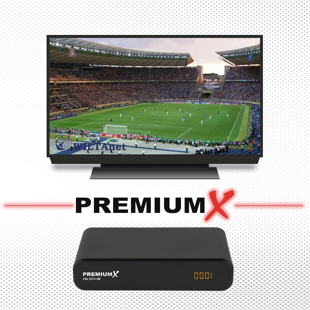 PremiumX Mobile Camping Satelliten-Komplettanlage 60cm Antenne SAT Single LNB Dreibein-Stativ TV Kab