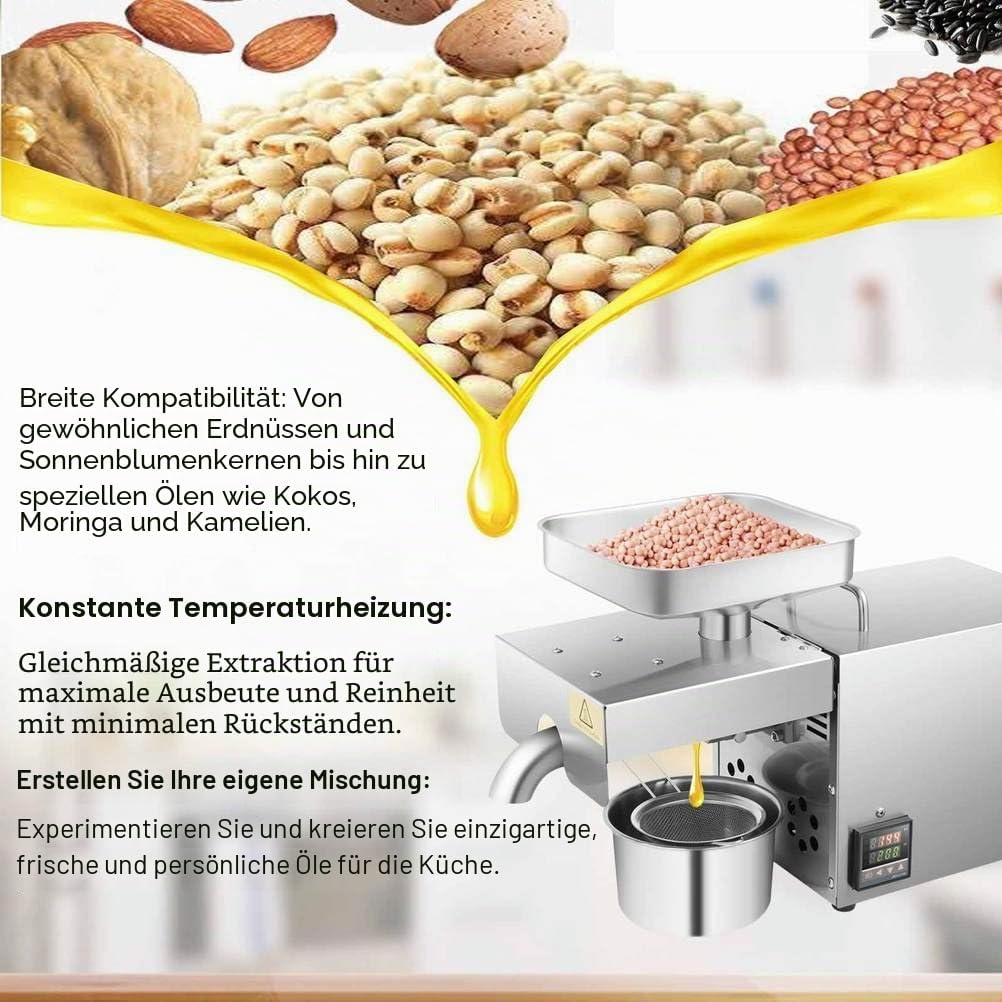 Elektrische Ölpresse, automatische Ölpresse, Heiss-/Kalt-Extraktor aus Edelstahl, Bio-Öl-Extraktor f
