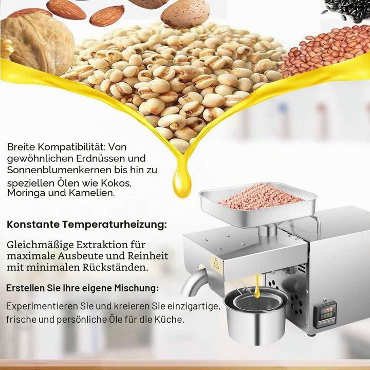 Elektrische Ölpresse, automatische Ölpresse, Heiss-/Kalt-Extraktor aus Edelstahl, Bio-Öl-Extraktor f
