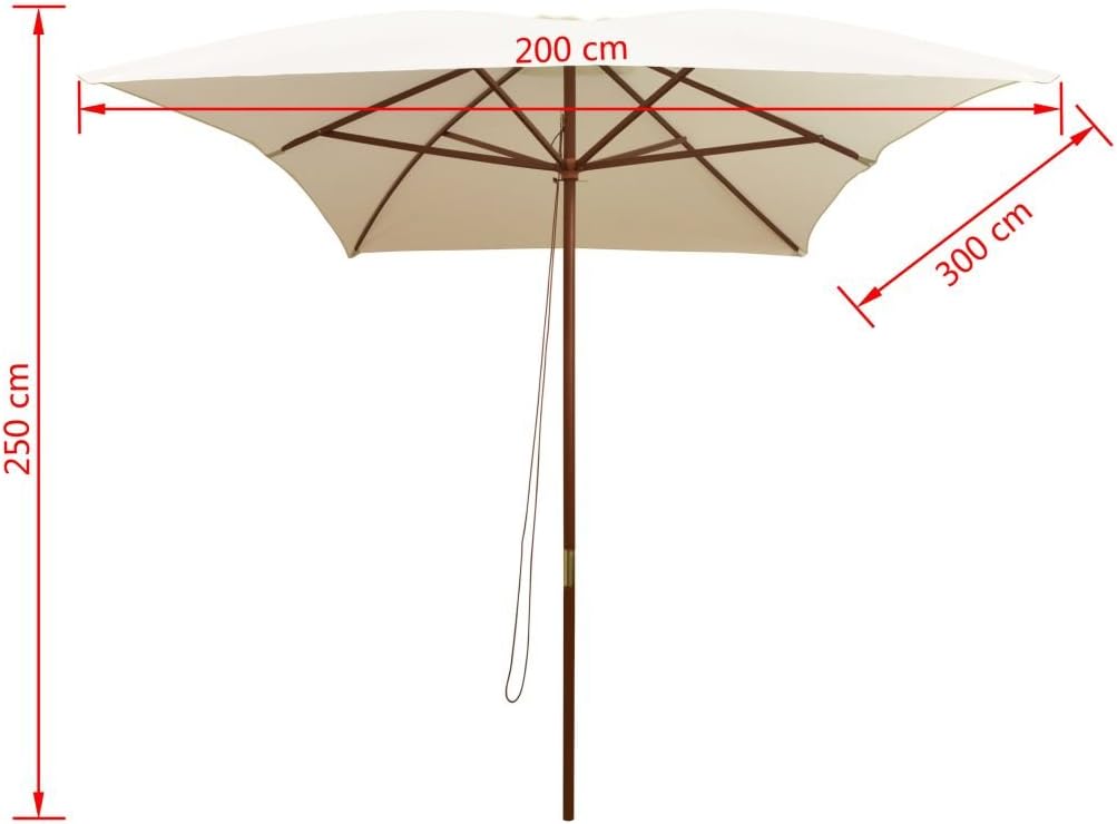 Tidyard Sonnenschirm Gartenschirm Balkonschirm Sonnenschutz Schirm Terrassenschirm 200 x 300 cm Hart