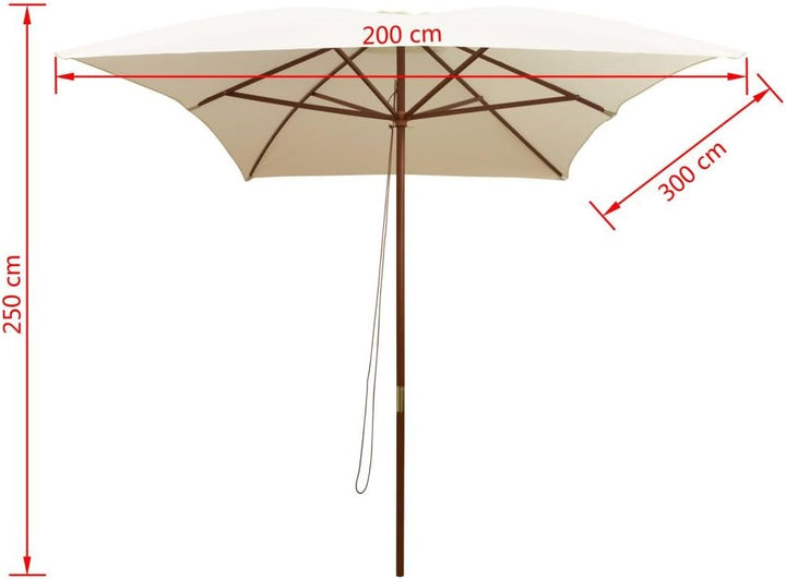 Tidyard Sonnenschirm Gartenschirm Balkonschirm Sonnenschutz Schirm Terrassenschirm 200 x 300 cm Hart