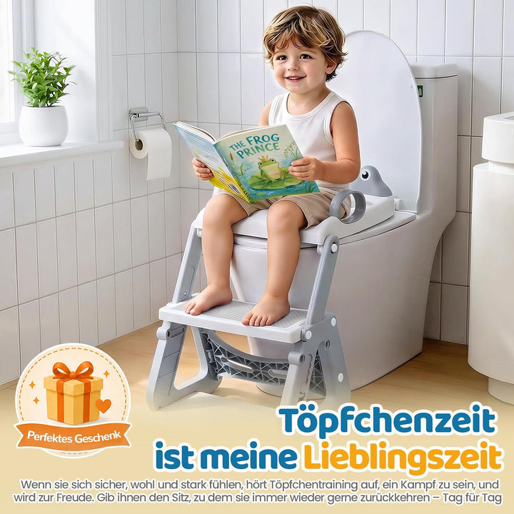 Orzbow Toilettensitz Kinder, Stabil Kinder Toilettensitz mit Treppe und Dreiecksstruktur, Verlängert
