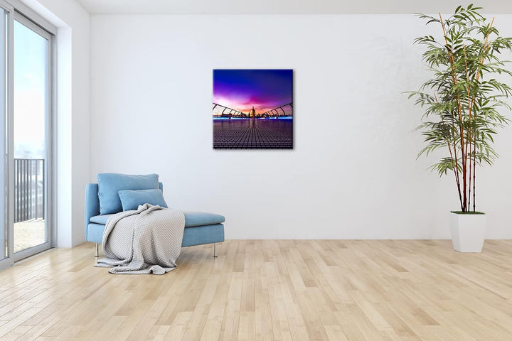 Dämmerung im historichen London Format: 60x60 als Leinwandbild, Motiv fertig gerahmt auf Echtholzrah