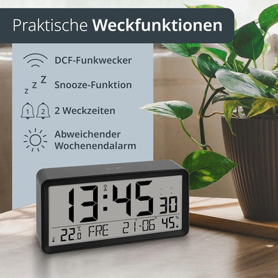 ADE Digitaler Funkwecker mit XXL-Ziffern | Tischuhr und Funkwecker mit Kalenderfunktion | mit Temper