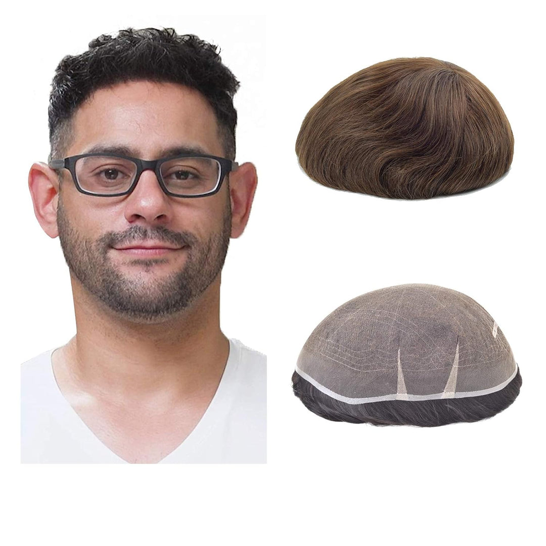 Lordhair Toupet Human Hair Herrenperücke, Französische Spitze Webart, 20 x 25 cm, Leichtes Haarersat