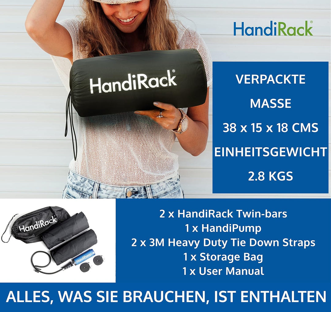 HandiWorld HandiRack Universal Dachgepäckträger für Autos; Schnellmontage Dachträger; Schwarz, H10,