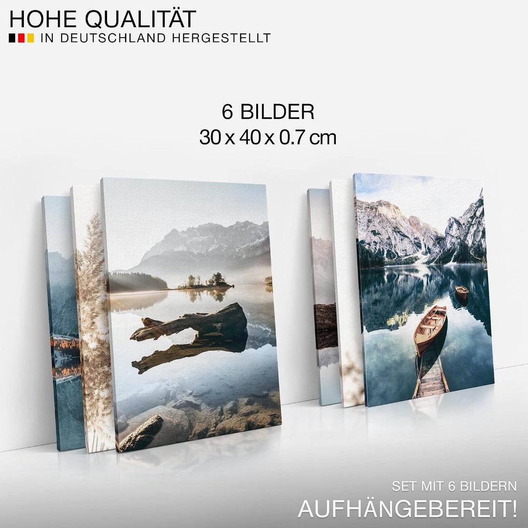 Novart Wandbilder - KEIN EXTRA RAHMEN BENÖTIGT - Wohnzimmer Schlafzimmer Flur - Bilder Modern See Be
