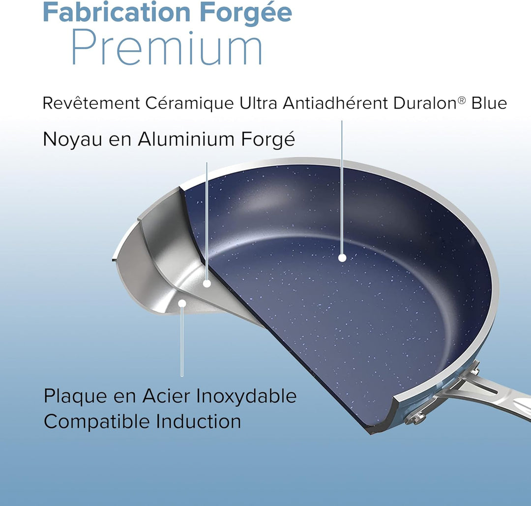 Nuwave 2,8 l gesunder Duralon Blue Keramik Antihaft-Kochtopf, PFAS-frei, spülmaschinen- und ofenfest