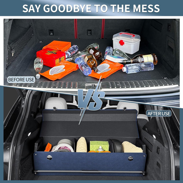 Auto Kofferraum Organizer mit Deckel – Multifunktionale Leder-Aufbewahrungsbox und Stabiler Griff, P