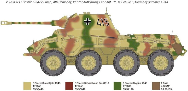 Italeri 6572 6572S 1:35 Dt. SdKfz. 234/2 Puma 8-Rad-originalgetreue Nachbildung, Modellbau, Plastik