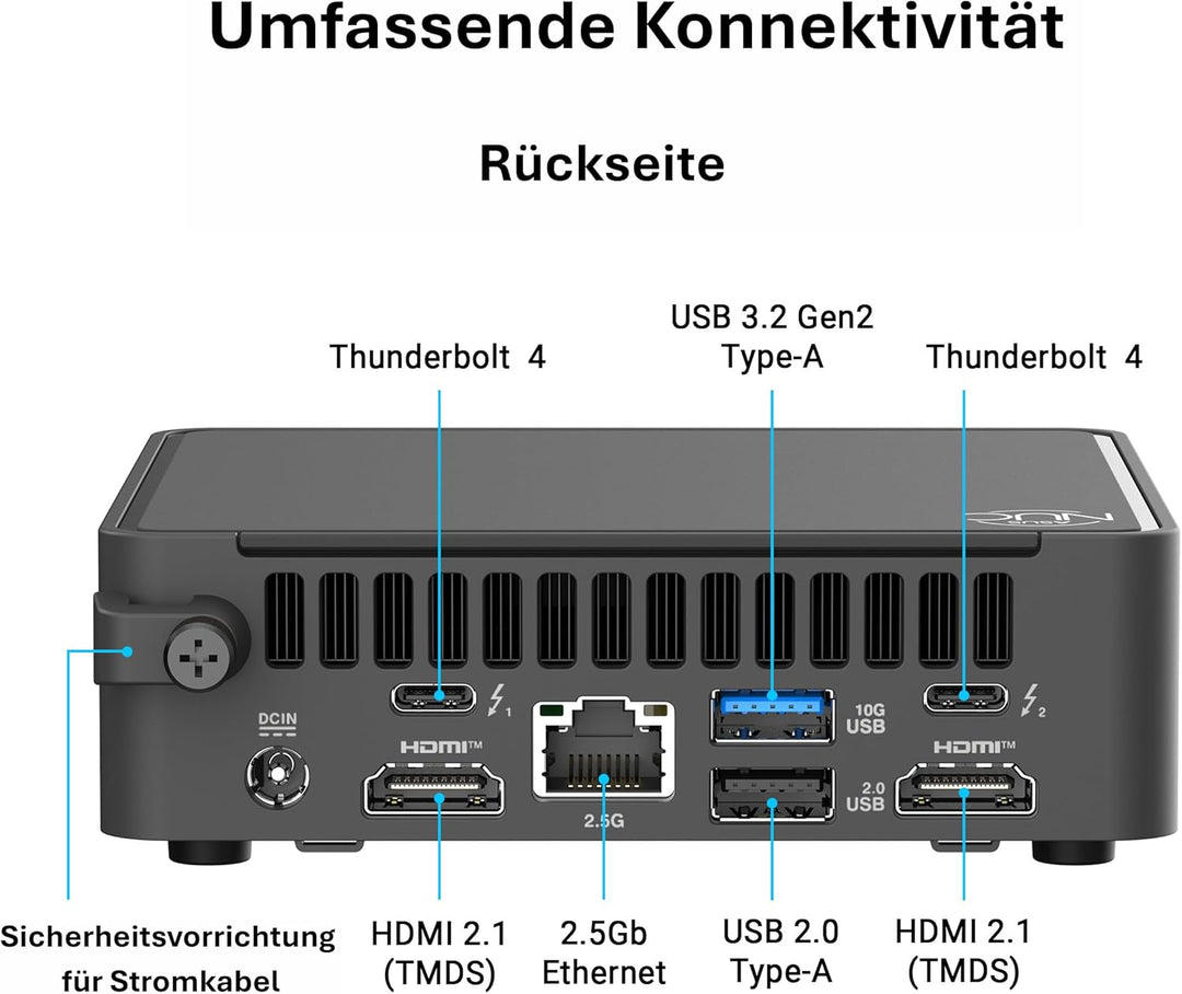 ASUS NUC 15 Pro Tall Kit RNUC15CRHI300002 (Intel Core i3 Prozessor, Arc Grafik, WiFi 7, Bluetooth 5.