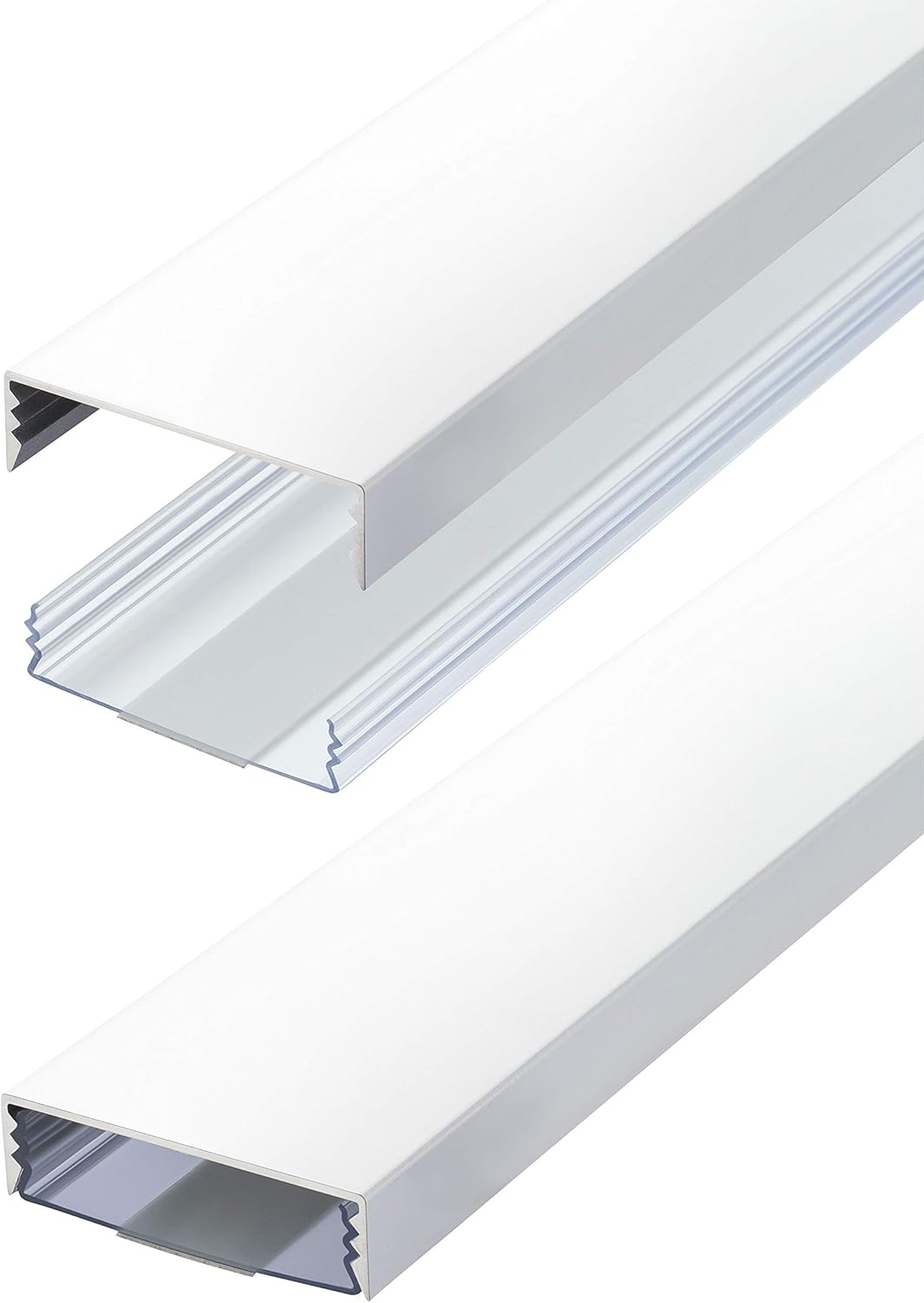 Flacher Design Aluminium Kabelkanal lackiert in Mattweiss RAL9003 selbstklebend 50 mm x 15 mm Alunov