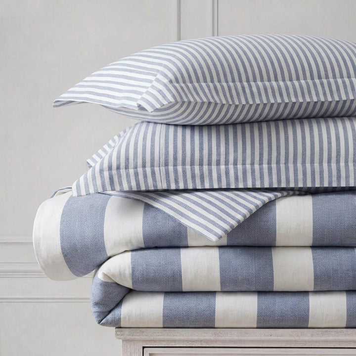 Nautica Home | Fairwater Collection | 100% Cotton Mediterranean Inspired Design Herringbone Weave Du