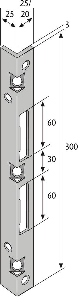 ABUS Sicherheits-Winkelschliessblech für Haustüren SSB400 - für linke und rechte Türen - 300 x 25 x