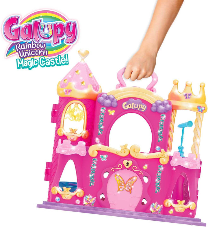 Galupy Rainbow Unicorn Magic Castle - Spielset mit verschliessbarem Schloss, 1 Exklusive Einhorn Fig