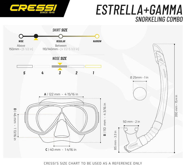 CRESSI Estrella & Gamma - Schnorchelset Duikmasker Maske Estrella + Schnorchel Gamma, Einheitsgrösse