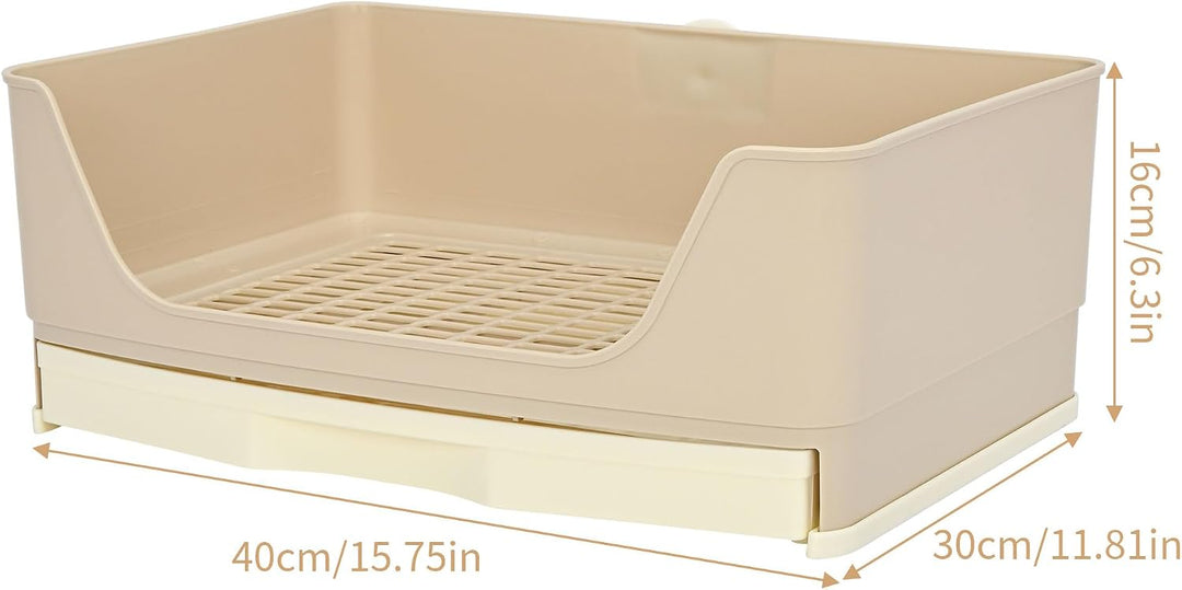 rloao Kaninchen Toilette Gross mit Abnehmbarem Schublade, Ecktoilette, Beige | Grosse Hasentoilette