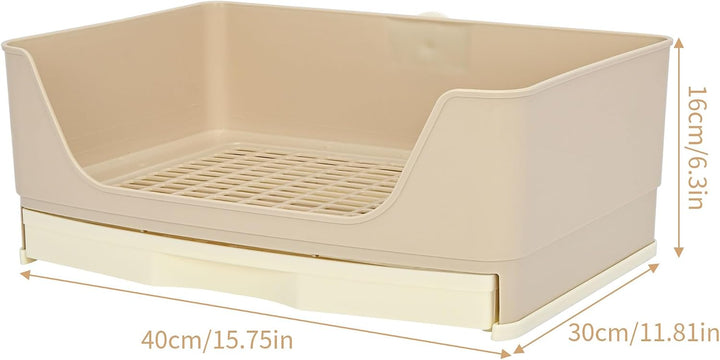rloao Kaninchen Toilette Gross mit Abnehmbarem Schublade, Ecktoilette, Beige | Grosse Hasentoilette