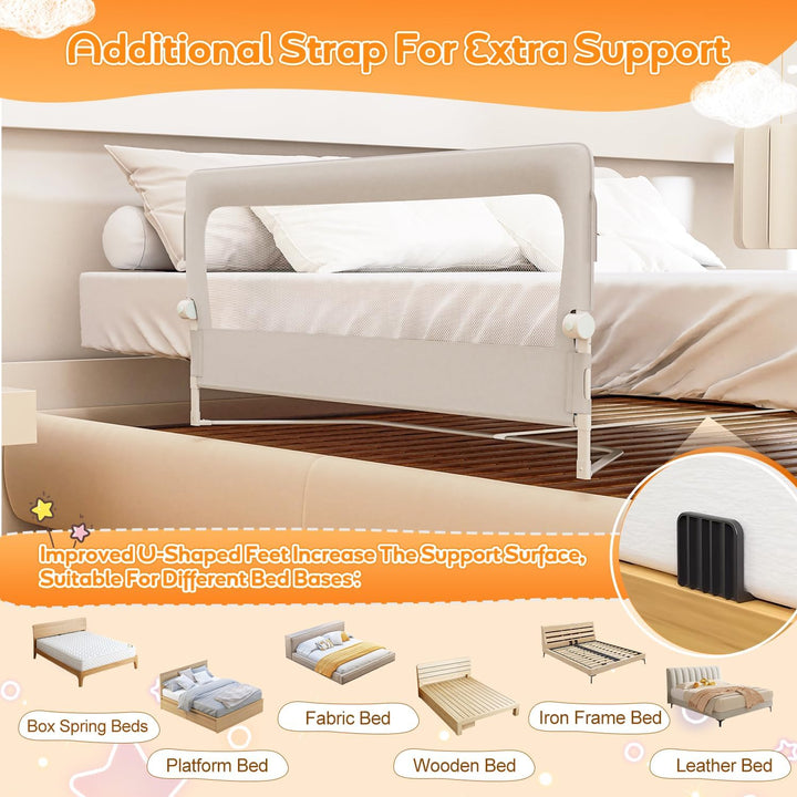 3X Bettgitter 2X200+1X150cm Bettschutzgitter Schnellklapp Kinderbettgitter für Kinder,Rausfallschutz