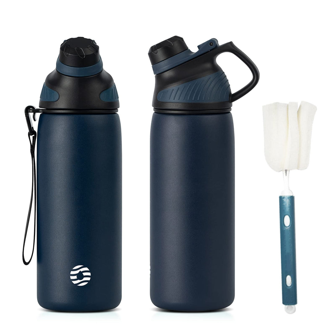 Fjbottle Edelstahl Trinkflasche Sport mit Magnetischem Deckel 1L, 800ml, 600ml, 400ml BPA-Frei Ausla