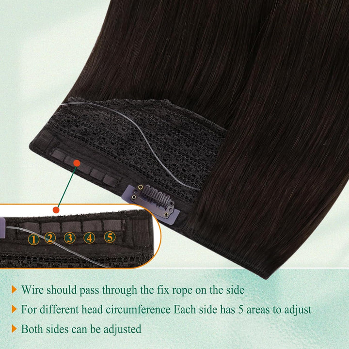 Easyouth Draht Extensions Dunkelstes Braun Secret Draht Extensions Echthaar 100g 50 cm Haarteile Ech