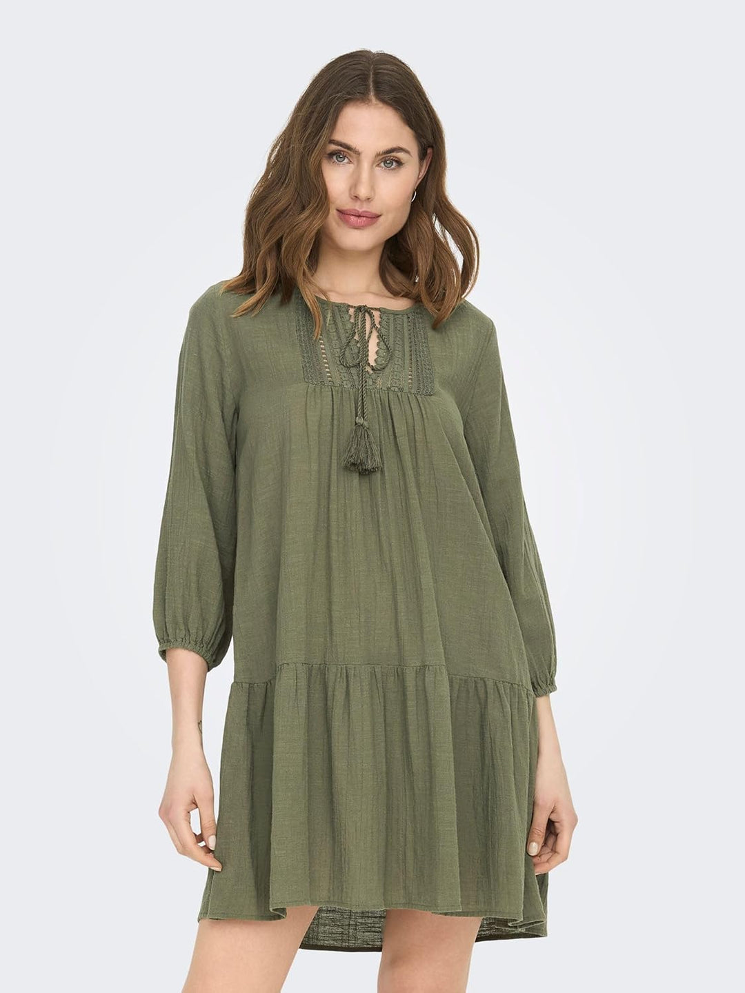 ONLY Damen ONLVINNIE Life 3/4 LACE Tunic WVN N 15219922 L Kalamata, L Kalamata