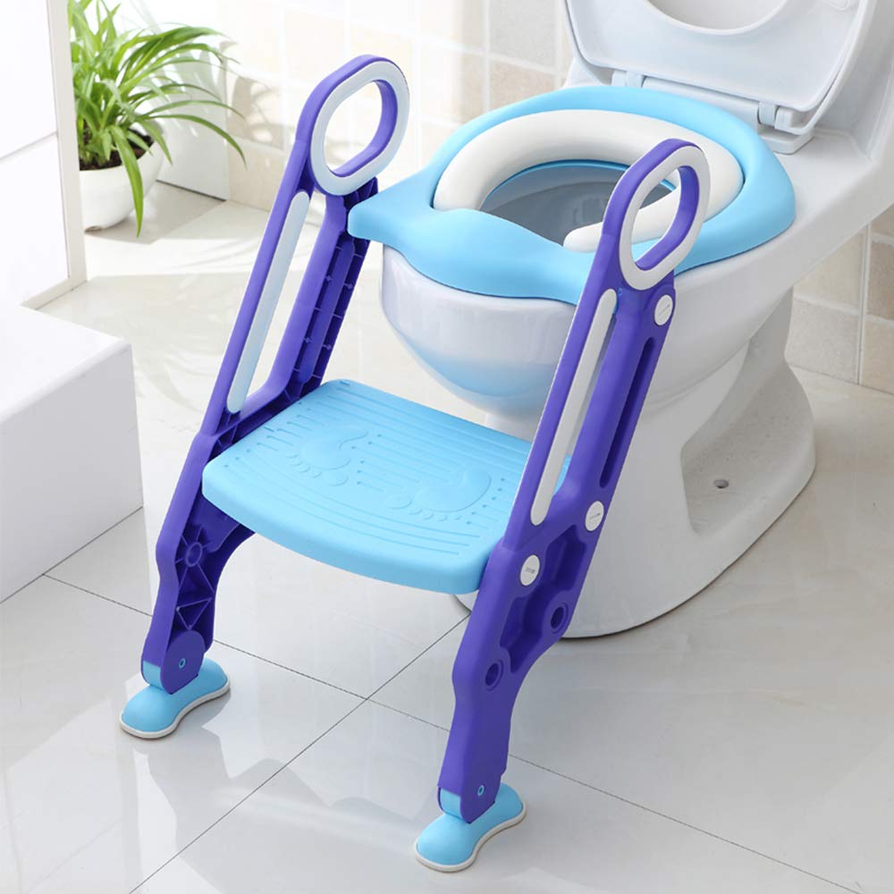 Toilettensitz Kinder mit Treppe, Kinder Toilettensitz Toilettentrainer, Weicher WC Sitz, Faltbar Kin