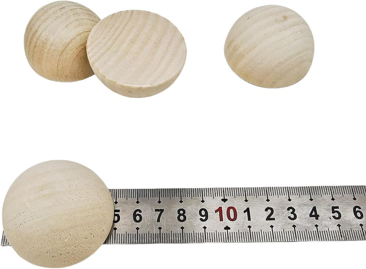 30 Stück halbe Holzperlen 50mm Naturbelassene unbehandelte Holzhalbkugeln Runde gespaltene Holzkugel