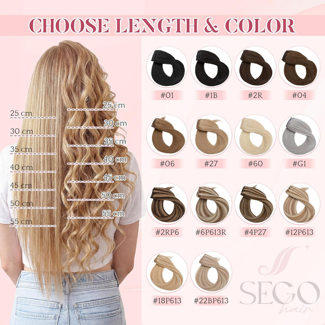 SEGO Clip in Extensions Echthaar Extensions Clip 5 Stück 7 Clips Human Hair Extensions Remy Echthaar