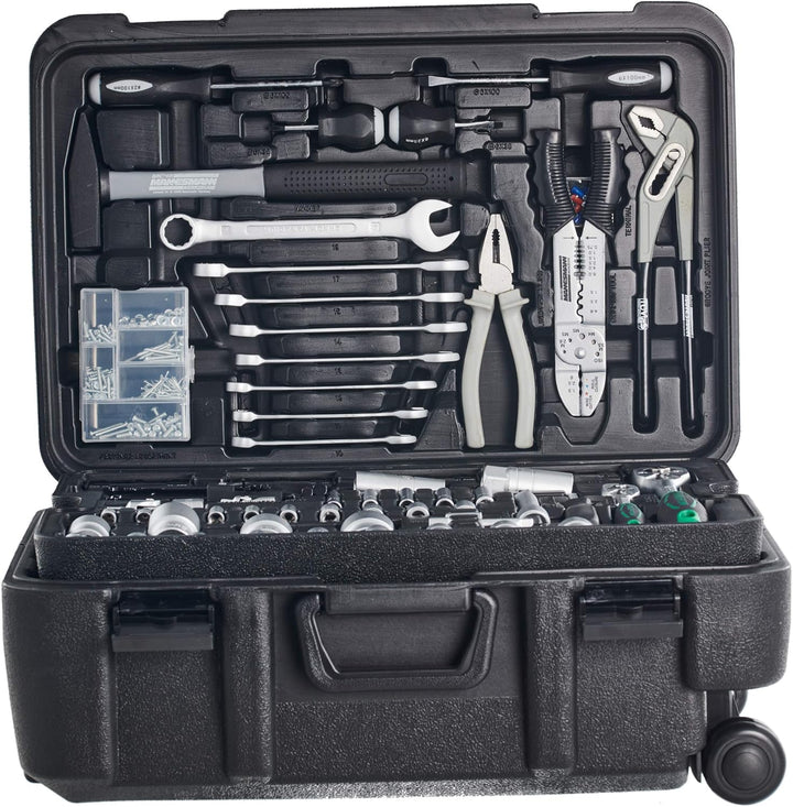 Brüder Mannesmann M29070 Fahrbarer Werkzeugkoffer, 122-teilig, Schwarz