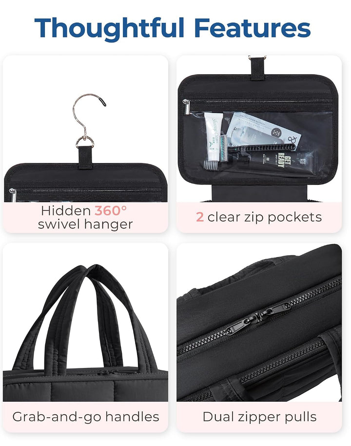BAGSMART Kulturbeutel zum Aufhängen, Kulturtasche für Damen, Kosmetiktasche Gross, Toilettentasche D
