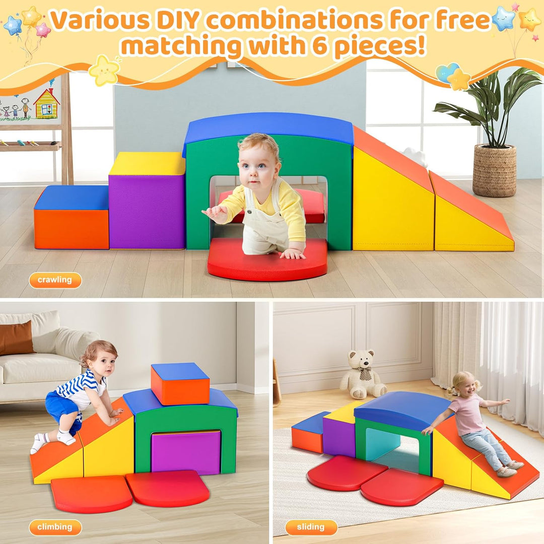 Baby-Schaumstoffbausteine, Softplay-Set für Kleinkinder von 1–3 Jahren, Baby-Kletterturm mit Rutsche