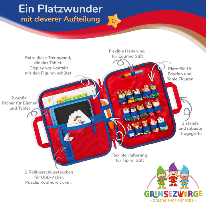 GRINSEZWERGE Tasche für Edurino & Tonie Figuren, TipToi Stift und Kinder Tablet | Sammel-Mäppchen mi