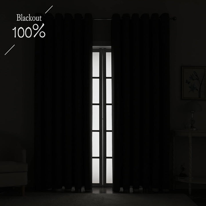 Krismile Total Blackout Curtains – Thermal Insulated Soundproof & Noise Reducing, Thick Long Lined C