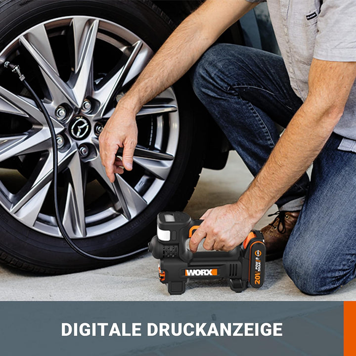 WORX WX390 Bohrhammer SDS-plus & WX092.9 Akku-Kompressor - 4 in 1: multifunktionale Luftpumpe 1,2 Jo