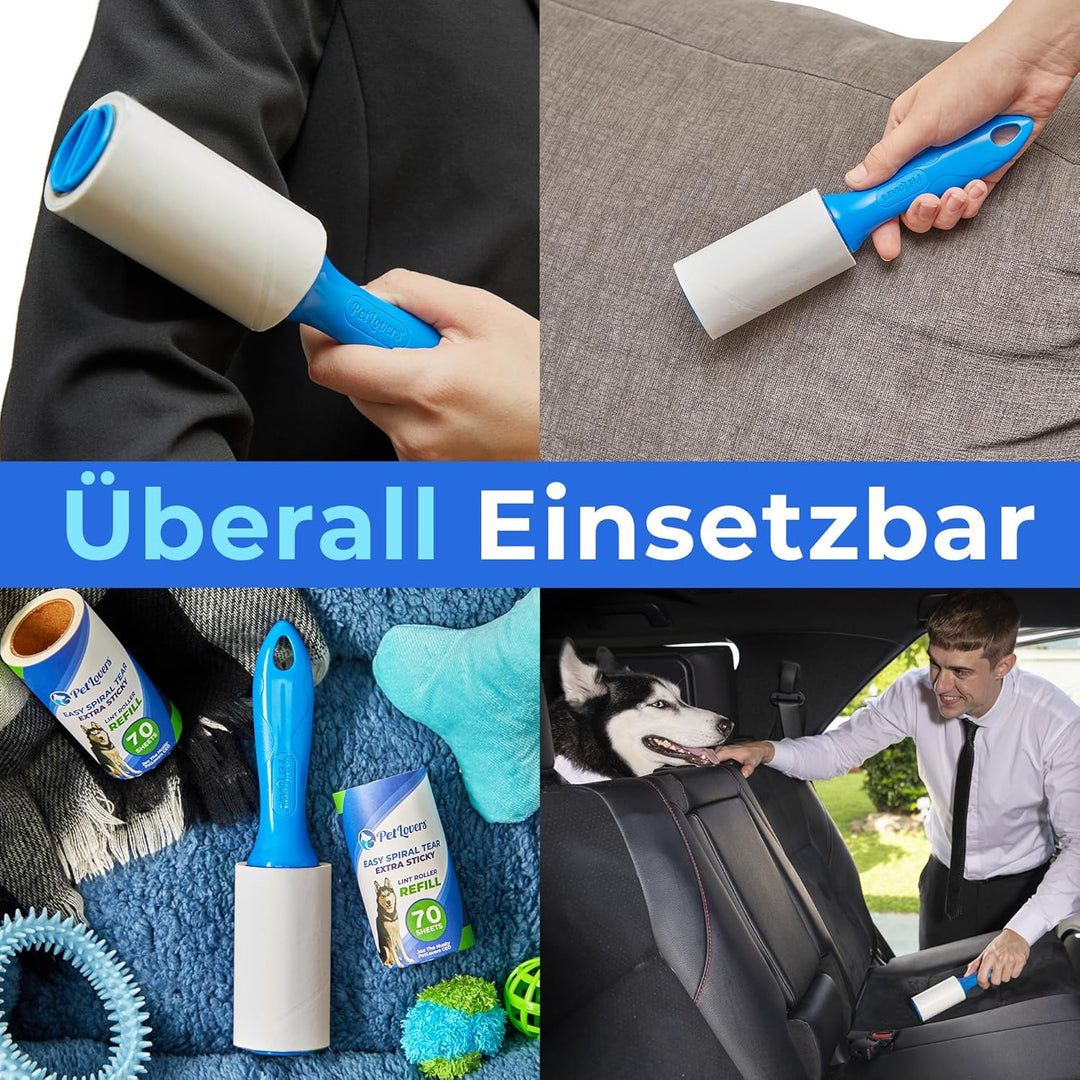 PetLovers Fusselrolle Tierhaare Extra klebrig 420 Blatt – Fusselrasierer Tierhaarentferner für Kleid
