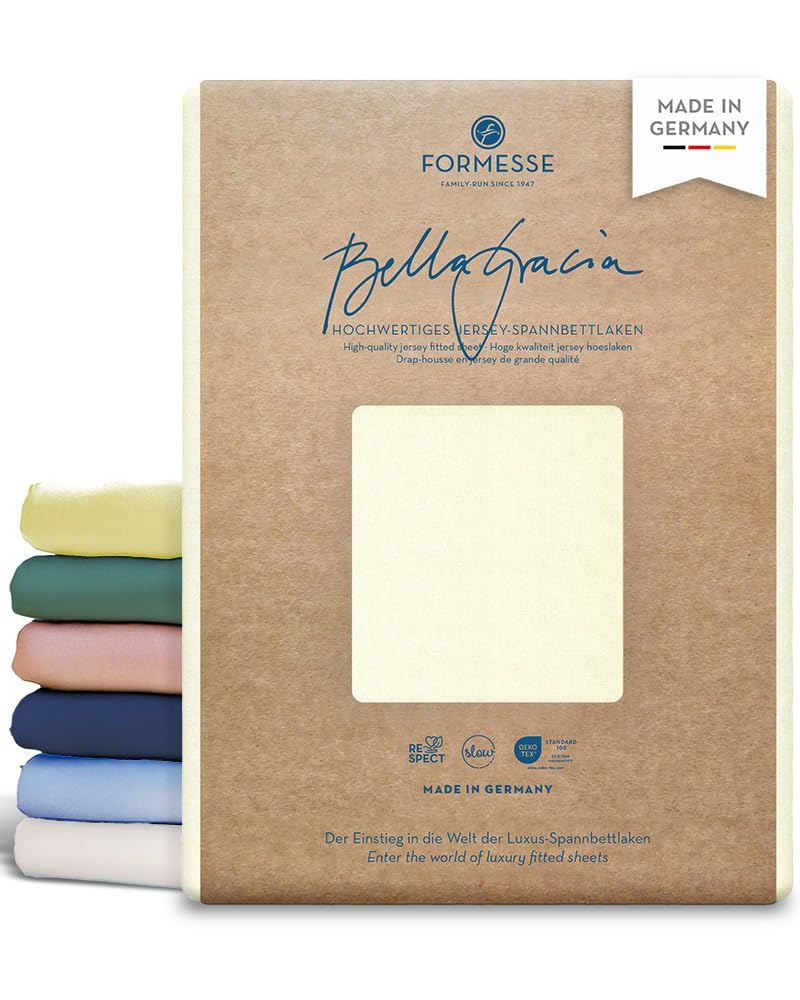 Formesse Bella Gracia Jersey-Spannbetttuch, Baumwolle, gelb, 180 cm x 200 cm