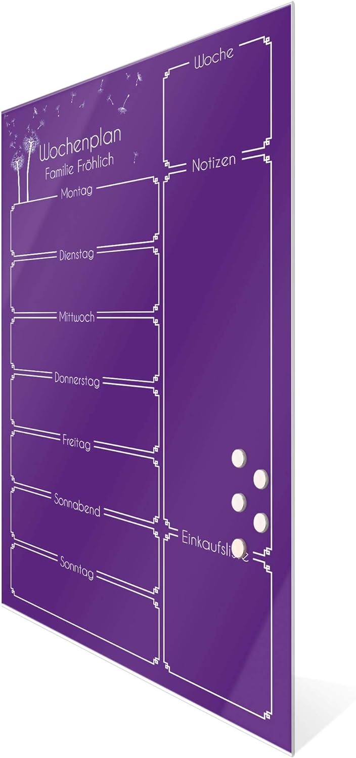 BANJADO Kalender beschreibbar aus Glas | Familienkalender 60cm x 40cm gross | Planer abwischbar mit