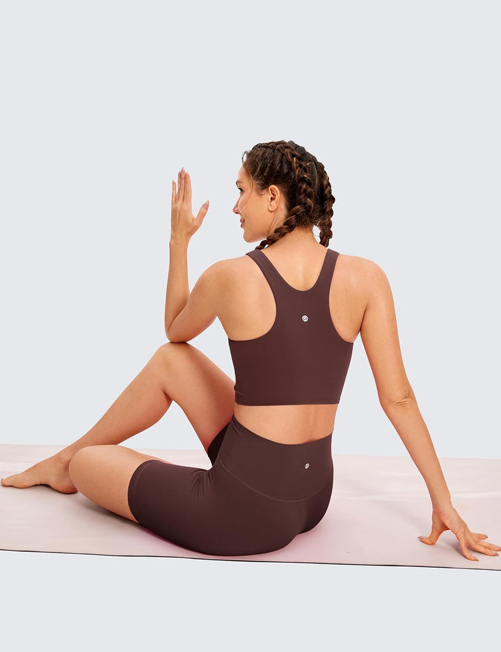 CRZ YOGA Damen Butterluxe Racerback Sport BH Gepolstert Ohne Bügel Crop Tops Longline Yoga Tank Top