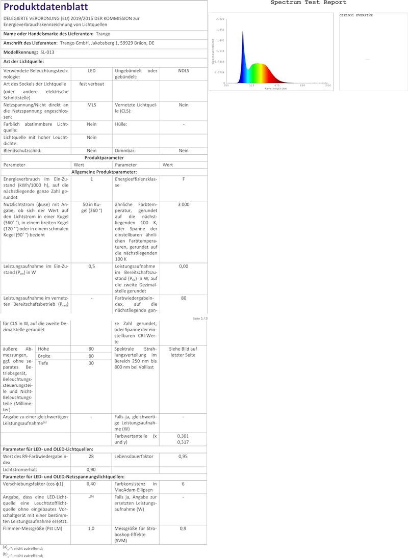 Trango 3er Set SL-033 LED Wandleuchte IP44 *SOFIE* in Eckig, Wandleuchte, Treppenleuchte inkl. je 1