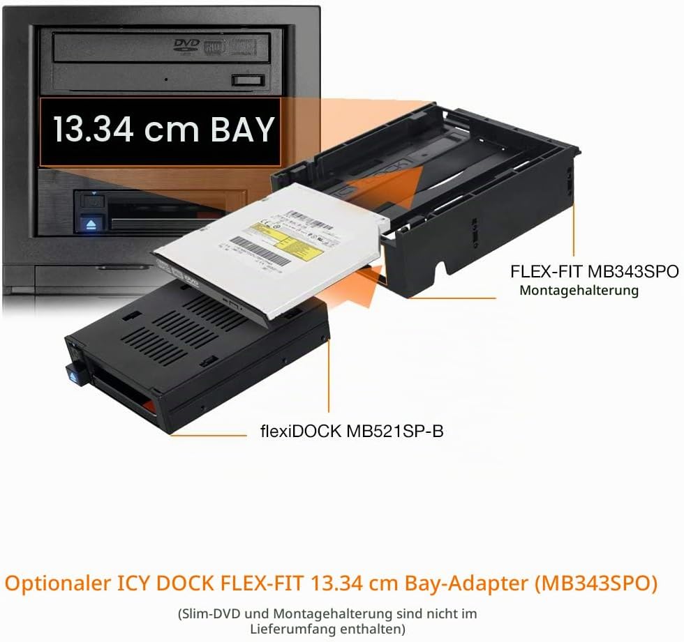 Internes Hot Swap Festplattendock trägerlos für 1x 2,5 Zoll SATA/SAS SSD/HDD in 1x 3,5 Zoll Schacht