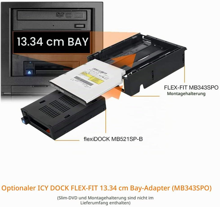 Internes Hot Swap Festplattendock trägerlos für 1x 2,5 Zoll SATA/SAS SSD/HDD in 1x 3,5 Zoll Schacht