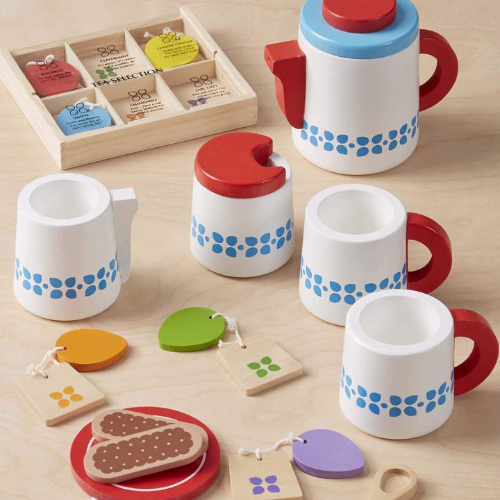 Melissa &amp; Doug Steep &amp; Serve Wooden Toy Tea Set , Wooden Toys , Kids Tea Set , Pretend Play , Play F